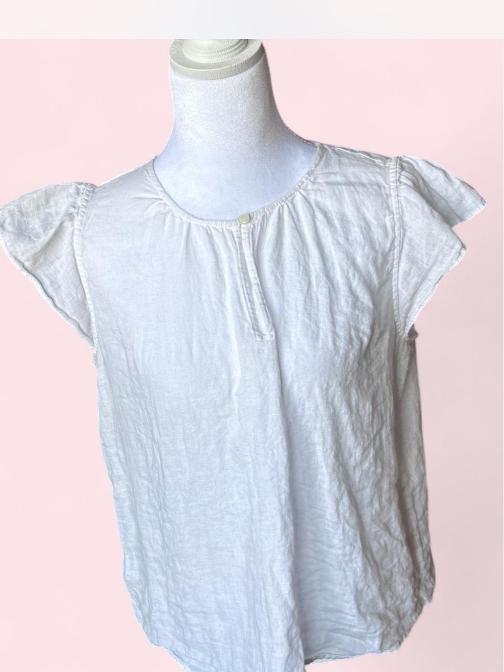 Ann Taylor 100% Linen Flutter Sleeve Blouse M